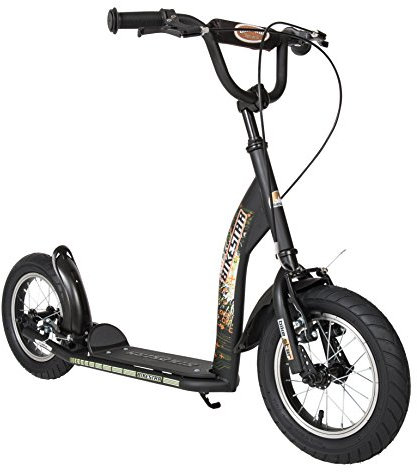 BIKESTAR Roller Kinderroller Tretroller Kickscooter mit Luftreifen für Jungen und Mädchen ab 6-7 Jahre | 12 Zoll Sport Kinder Scooter | Schwarz (matt) | Risikofrei Testen