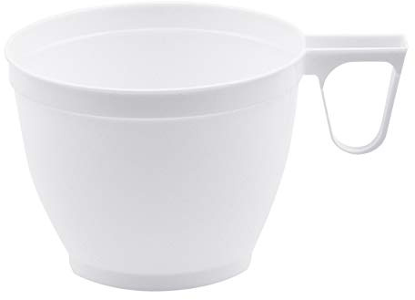 HDmirrorR 1-PACK Einweg-Kaffeetasse Henkeltasse 180 ml mit geschlossenem Griff, PS weiß, 300 Stück
