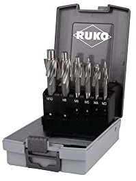 RUKO Flachsenker Satz DIN 373 HSS mit Zylinderschaft 102451RO Senker Set zum Versenken und Entgraten für Stahl Guss Aluminium und NE-Metalle