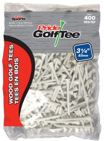 Pride Golf Unisex-Erwachsene, 8,9 cm, Deluxe-Tee, 400 Stück, Weiß Golf-Tees, 83mm