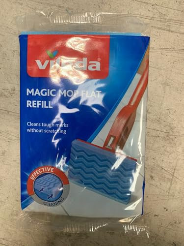 Vileda 3 x Magic Mop Flat Refill, Sponge, Blue,