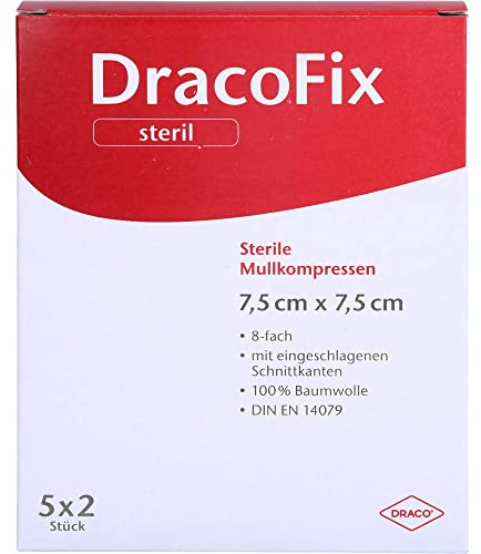 DracoFix Mullkompressen steril 8fach 7,5 x 7,5 cm, 10 St. Kompressen