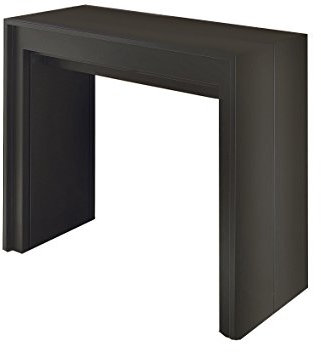 Design Twist Office Console et Table Extensible en matériau Anti-Rayures de Couleur Blanche Manger, MDF laqué, Noir, 90 x 42,5/302,5 x H 76 cm