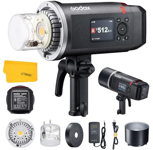 GODOX AD600BM II AD600BMII Flash de Studio, 600Ws Bowens Mount Strobe Flash Exterieur, Batterie Li-ION, 500 Flashs à Pleine Puissance, Temps de Recyclage 0.01-1.9s, 40W LED Modéling Lampe