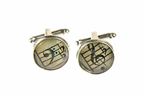 Miniblings musique clé de sol boutons de manchette clef - boutons de chemise à la main I Boutons de manchette Je belle boîte en bois inclus - Remarque clé de sol clé