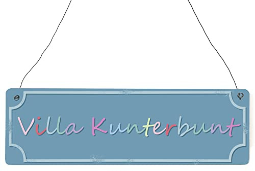 Shabby Vintage Schild Türschild Villa KUNTERBUNT Geschenk Familie Eingang