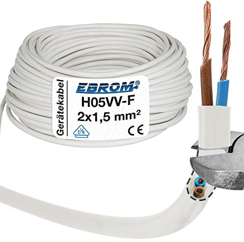 Schlauchleitung H05 VV-F, 2 x 1,5 mm², 50 m, weiß - H05VV-F 2x1,5 mm²
