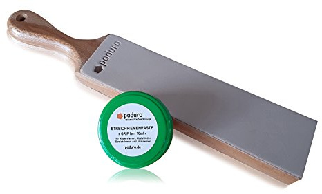 Abziehleder Set PODURO ZULU | Doppelseitiger Streichriemen & Streichriemenpaste im Baumwollbeutel