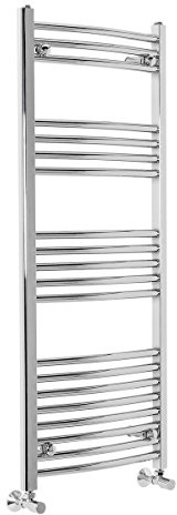 Warmehaus Curved Bathroom Heated Towel Rail Radiator 1200x500 Chrome | Wall Mounted, Contemporary Kitchen Ladder Warmer, Steel, Corrosion Resistance, Durable Finish, Central Heating