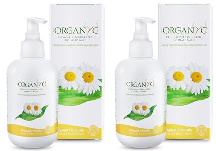 Organyc - Feminine Intimate Wash for Sensitive Skin - Free from Chlorine, Parabens, SLSSLES, and Synthetic Perfumes - 8.5 Fl Oz with Chamomile (2 Pack)