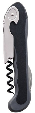 True Grippy Soft Touch Waiters Corkscrew Wine Opener with Foil Cutter, No-Slip Handle Wine Key, Cork Bottle Opener, Home Bar Tools, Black
