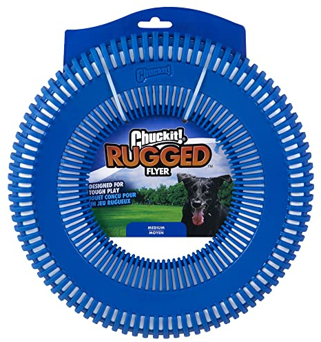 Chuckit! Rugged Flyer – Durable Frisbee Dog Toy for Fetch and Tug of War, Floats on Water, Perfect for Outdoor Play (Pack of 1)