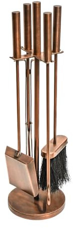 Ivyline Set di Accessori per caminetto in Rame Anticato con Supporto, 50 x 15 cm (Altezza x Larghezza)