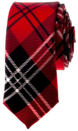 TopTie Schottenkaro Krawatte Unisex Retro Krawatte Schwarz und Rot Tie
