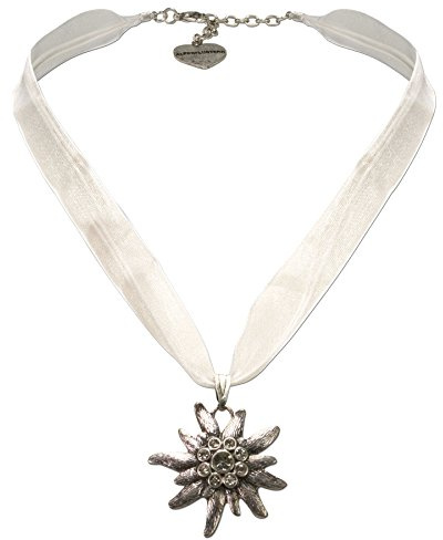 Alpenflüstern Organza-Trachtenkette Strass-Edelweiß - Damen-Trachtenschmuck Dirndlkette in traditionellen Farben DHK079