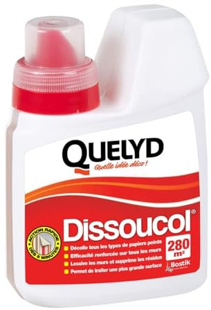 Quelyd Décolleur Papier Peint Dissoucol – Efficace en 5 Minutes sur Tous les Murs et Tous les Papiers Peints – Lessive et Supprime les Résidus – 1 Flacon 500 ml (280 m²)