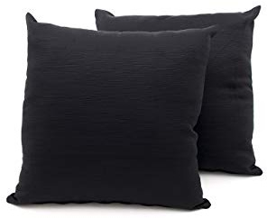 BIANCHERIAWEB Coppia Cuscini Arredo Imbottiti Tessuto Ottoman in Tinta Unita Colore Nero 22 40x40 Nero 22