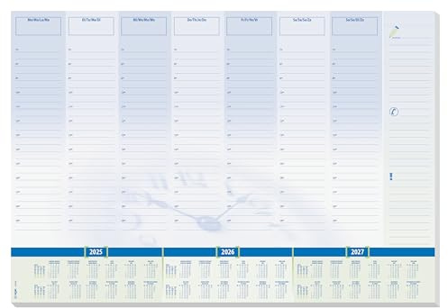 SIGEL HO350 Papier-Schreibtischunterlage, ca. DIN A2 - extra groß, mit 3-Jahres-Kalender, Tages- und Wochenplan mit Stundeneinteilung, 30 Blatt, vegan, aus nachhaltigem Papier