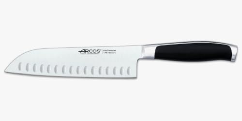 Arcos Couteau Santoku avec Lame en Acier Inoxydable Forgé Nitrum 190 mm – Manche en Polyoxyméthylène, Élégant et Durable – Noir, Série Kyoto