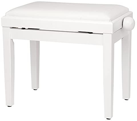 Steinmayer Pianobank Weiß-matt (Höhenverstellbar von 47-56cm, Spindelmechanik, Sitzfläche 55 x 32cm, weißer Velourbezug, stabil)