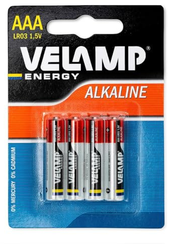 Velamp LR03 / 4BP Blister de 4 pilas alcalinas Mini Stylus LR03 AAA, 1.5V, Rojo
