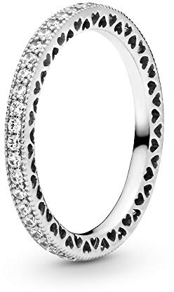 Pandora Signature Ring Funkeln und Herzen, Silber, mit klarem Cubic Zirkonia
