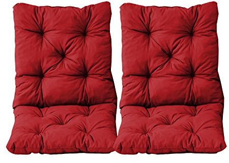 Ambientehome 2er Set Sitzkissen und Rückenkissen Sessel Hanko, rot, ca 50 x 98 x 8 cm, Polsterauflage