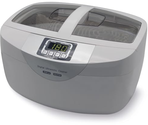 Perel Nettoyeur à ultrasons 2.6 L, 35 kHz nettoyeur bijoux et lunettes, cuve inox, minuterie digitale 5 cycles, nettoyage profond sans rayures, blanc