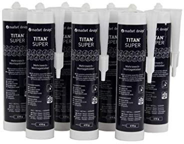 MARBET DESIGN Montagekleber extra stark Titan Super für Sockelleisten, Holz, Metall, XPS, Zierleisten (7 Kartuschen Titan Super) Kunststoff PVC Universalkleber