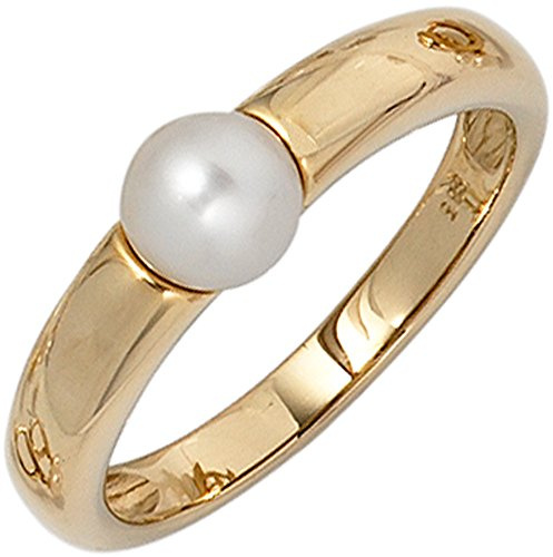 Jobo Damen-Ring aus 14 Karat 585 Gold mit Perle Größe 54
