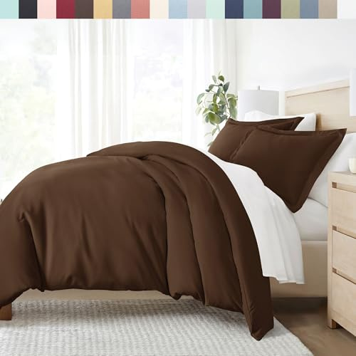ienjoy Home Beckham Luxury Soft Brushed 1800 Series Microfiber Duvet Cover Set - Hypoallergenic, QUEEN, Chocolate