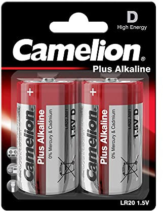 CAMELION 11000220 Pack de 2 Piles Alkaline Plus LR20 D Mono, 1 Unité