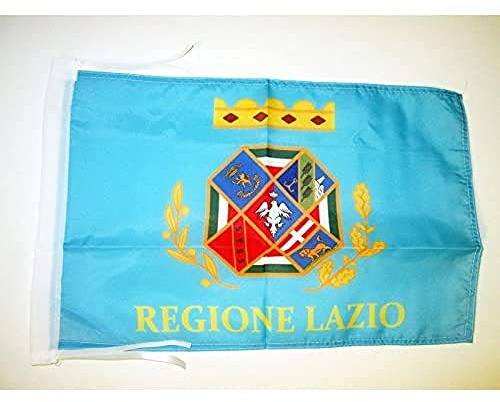 AZ FLAG Bandera Lacio 45x30 cm Estandarte Italiana Poliéster 100D Cuerdas | Uso interior y exterior Enseña Lazio costuras dobles y bordes reforzados