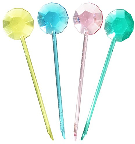 Fackelmann 15 Palillos Fiesta forma Diamante surtidos en colores azul, rosa, amarillo y verde 2,2x10cm. 15 ud-s.
