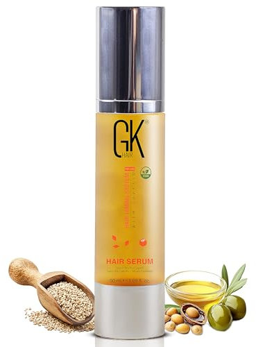 Hair Oil Keratin Treatment Serum By GK HAIR - Argan Oil Lightweight Formula For Frizz Control Heat Protection Add Shine Repair Dry Damaged Hydrating Sulfate Free All Hair Types Men Women - 50ml