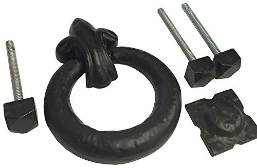 Securit - Anillo de estilo antiguo negro llamador de la puerta manija.