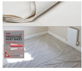 ProDec Advance 12 pies x 9 pies Protector Resistente al Agua Paño de Algodón para Pintar, Decorar, Cubrir Suelos y Muebles, Absorbe Derrames, No Empapa, Bricolaje y Profesional, Reutilizable