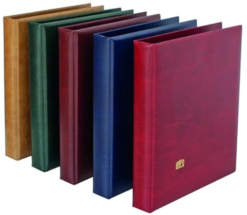 SAFE Briefmarken-Ringbinder Weinrot mit 11-Ring-Mechanik | Wattierter Ringbinder für bis zu ca. 60 Briefmarkenblätter