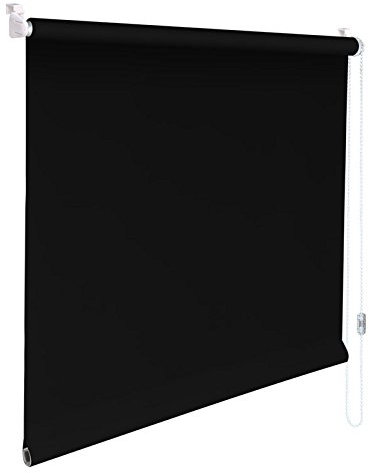 Sonnenschutz-HH - Mini-Rollo Minirollo Klemmfix Klemmrollo Kettenzugrollo Breite x Höhe STOFFMAß 72x140 cm - 72 x 140 cm – SCHWARZ Sichtschutzrollo Sichtschutz-Rollo Fensterrollo Easy&Fix montiert Seitenzugrollo inkl. Klemmträger/Klemmhalter