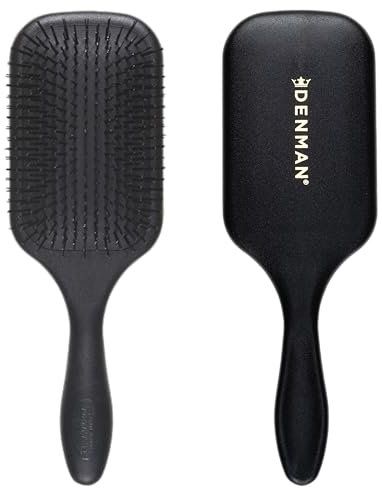 Denman Tangle Tamer Ultra (Black) Detangling Paddle Brush For Curly Hair And Black Natural Hair - use with both Wet & Dry Hair, D90L