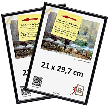 3-B Conjunto de 2 Piezas Foto - de plástico Marcos de Fotos - 21x29,7 cm (A4) - Negro