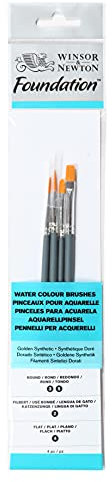 Winsor & Newton Pinceles para acuarela Foundation, set de 4 Unidades, sintéticos, pinceles surtidos
