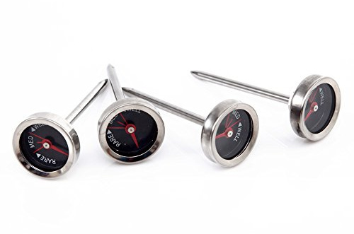 tepro Grillzubehör Grill- und Bratthermometer 4er-Set mit Anzeige der Garstufen, für optimale Fleischzubereitung, Silber-schwarz