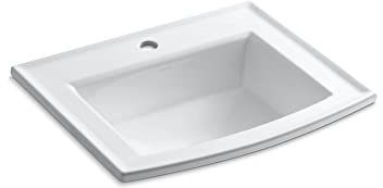 KOHLER K-2356-1-0 Archer Self-Rimming Bathroom Sink with Single-Hole Faucet Drilling, White