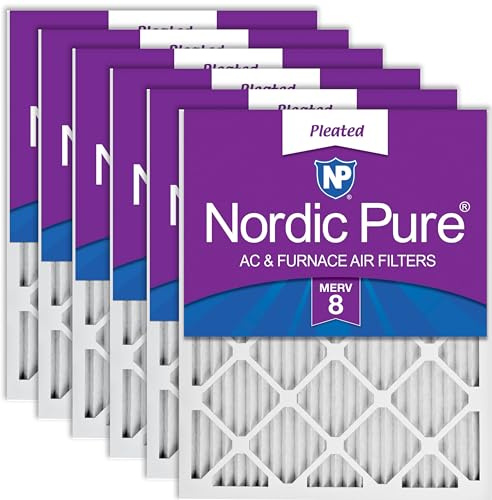 Nordic Pure 16x24x1M8-6 MERV 8 Pleated AC Furnace Air Filter, 16x24x1, Box of 6
