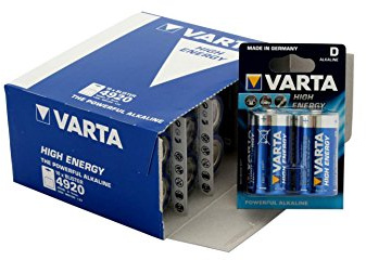 Lot de 20 piles vARTA haute énergie mono lR20 1,5 v