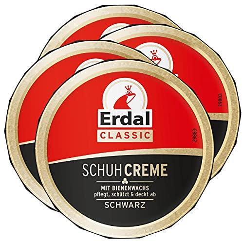 4X Erdal Classic Schuhcreme Schwarz - Dosencreme, pflegt, glänzt & schützt, 75 ml