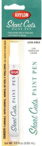 Krylon KSCP913 Short Cuts Enamel Paint Pen, Gloss White, .33 Ounce