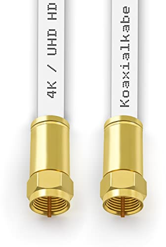 Sterndiscount 8m SAT TV Koaxial Kabel 135dB Ultra HD 4K Satellitenkabel 5-Fach Schirmung DVB-S2 DAB vergoldete F-Anschlussstecker für Sat-Anlage, Kabelmodem mit F-Stecker 75Ohm Weiß