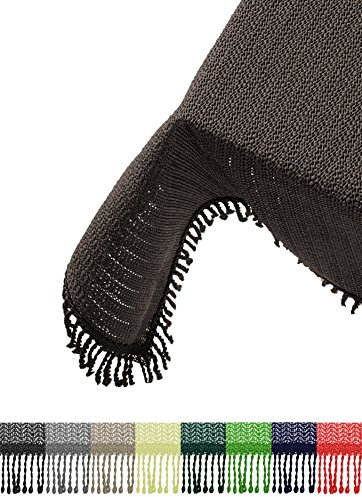 Brandsseller Gartentischdecke 110x140 cm Tischdecke mit Fransen Outdoor Tischtuch rechteckig Weichschaum für Garten, Terrasse, Balkon wetterfest rutschfest - Grau